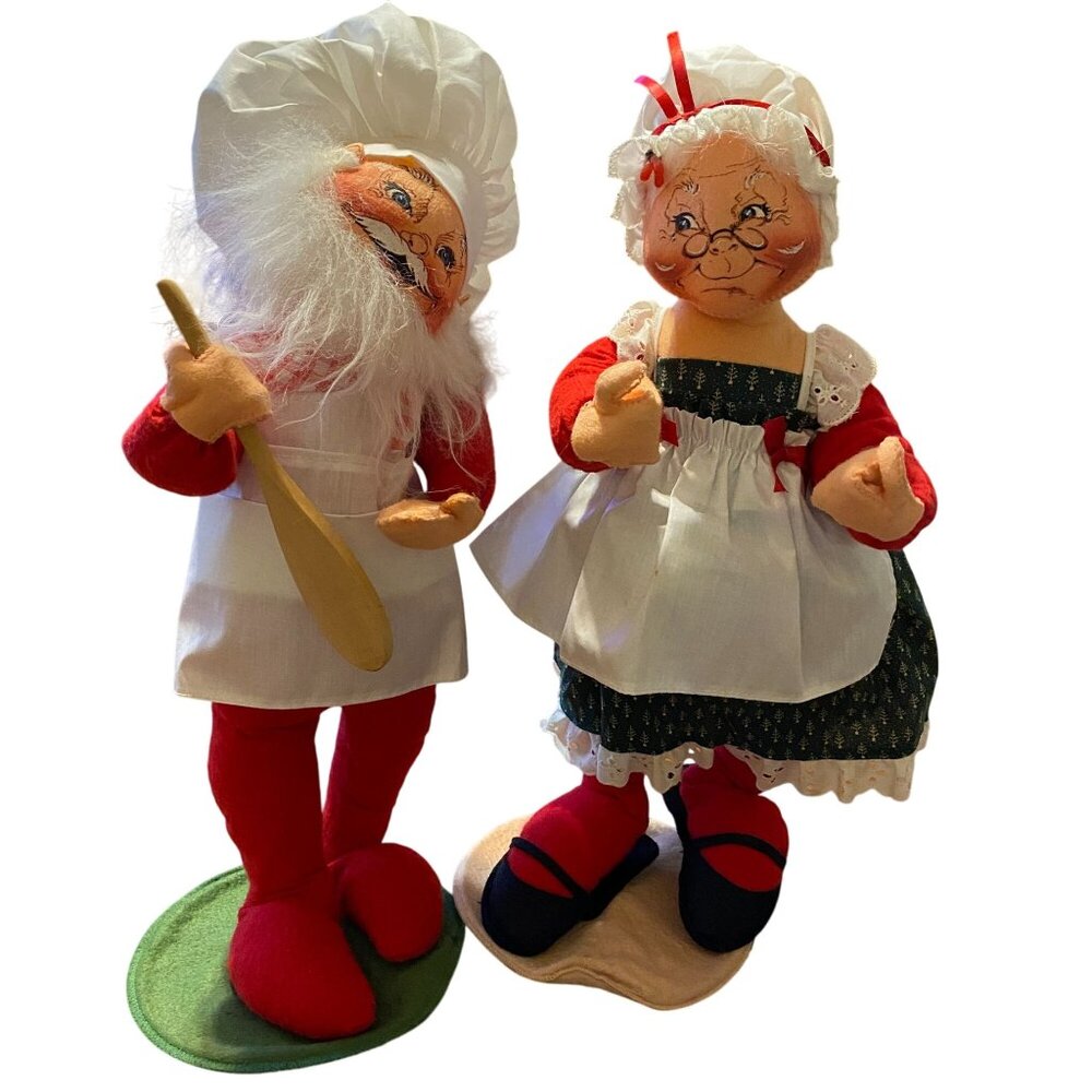 VTG Annalee Mr & Mrs Claus Baking plush jumbo figures 21" Christmas decor